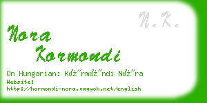 nora kormondi business card